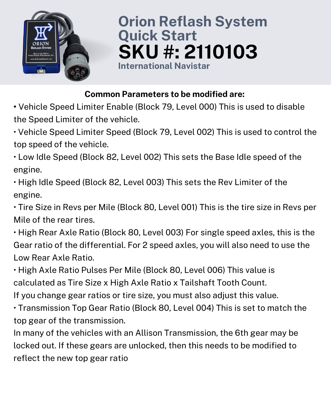 Orion Reflash System for International/Navistar - Shop TS Performance